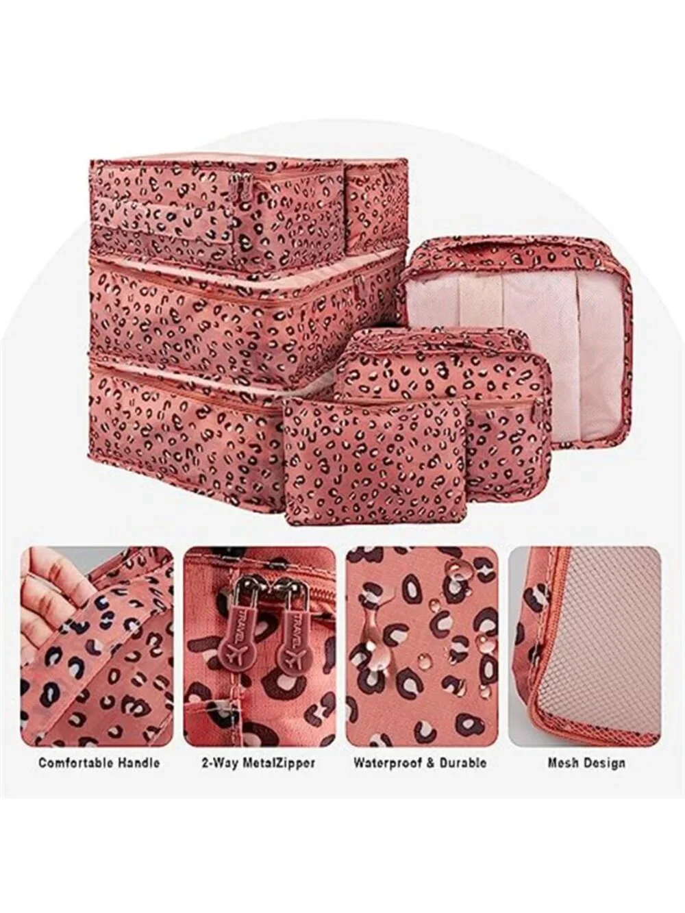 Travel Packing Cubes Set Luggage Organizer Bags Shoe Bag Mesh Storage 7 Piece